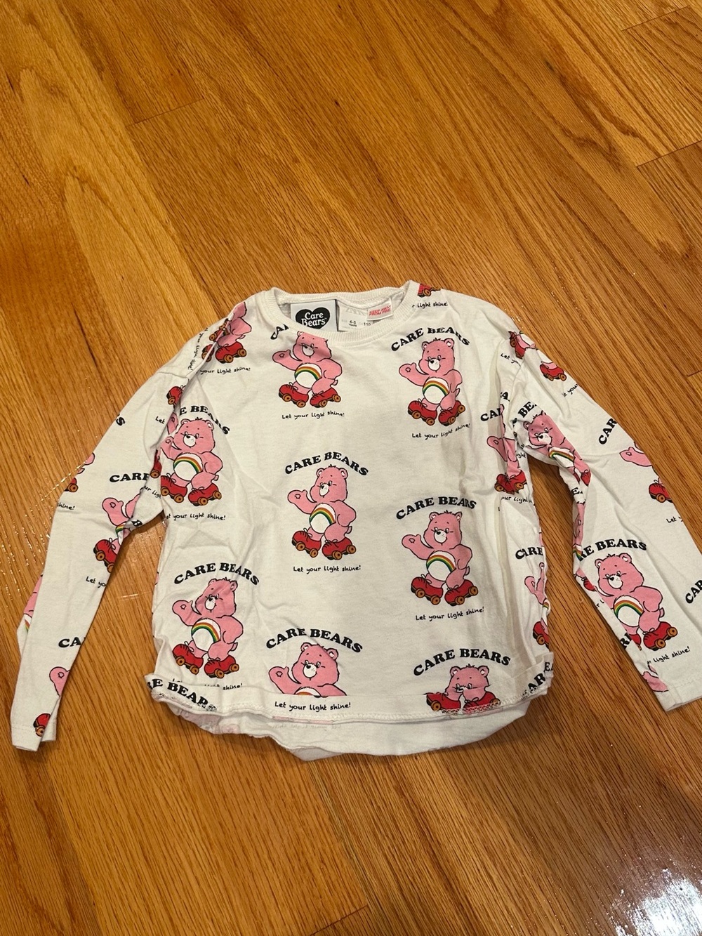 Zara White Long-Sleeve Top with Pink Care Bears Print